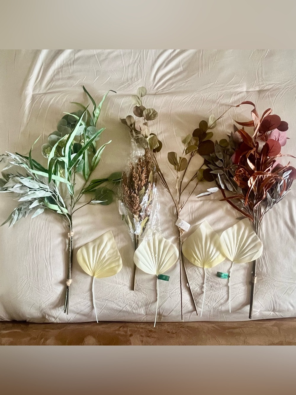 Kirkland Signature Neutral & Green Faux Foliage Bundles w/ Cream Fan Palms (All)
